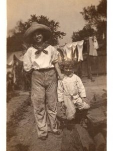 RPPC Real Photo Postcard - Halloween Costumes - Cowboy and Indian - 1911 - AZO