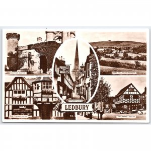 Postcard Ledbury Eastnor Castle May Hill Market House England RPPC