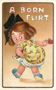 Artist impression Girl Born Flirt bloomers C-1910 Postcard BB London 12753