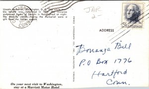Lincoln Memorial Washington Dc White Marble Temple Cancel Motor Hotel Postcard 