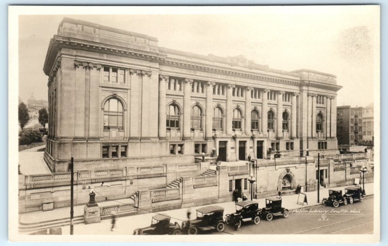RPPC Public Library Seattle WA Washington Real Photo Postcard