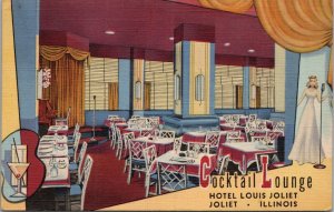 Cocktail Lounge Hotel Louis Joliet Joliet IL Postcard PC455