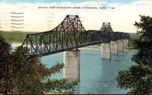 Mississippi Vicksburg Bridge Over Mississippi River 1954