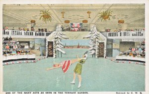 CHICAGO IL~MORRISON HOTEL-ICE SKATING ACT IN THE TERRACE GARDEN~1920s POSTCARD