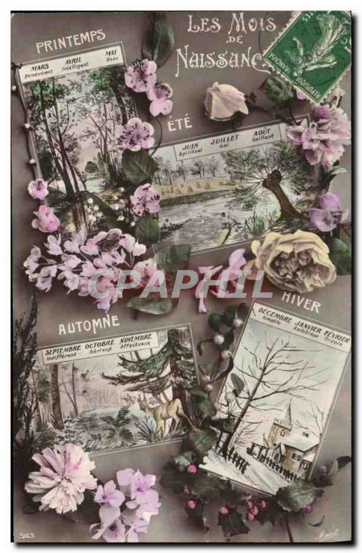 Old Postcard Fantasy Flowers The month of birth