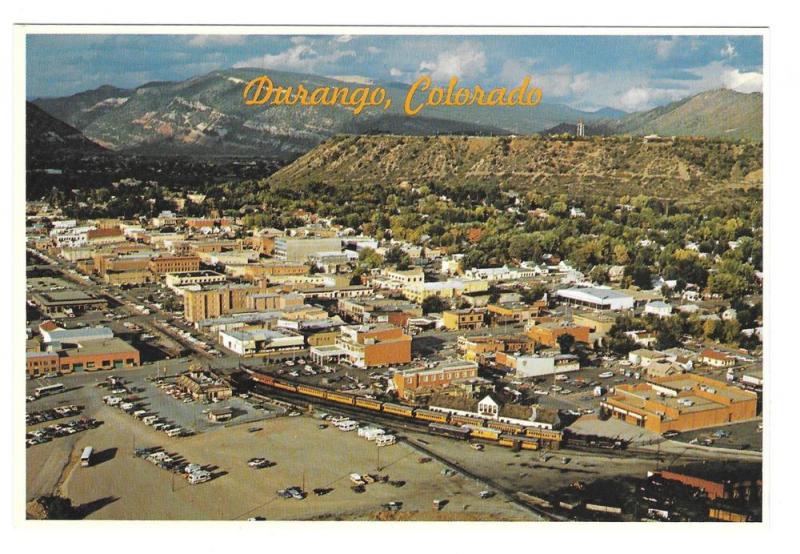 Durango Colorado Aerial View Silverton Train Petley Postcard