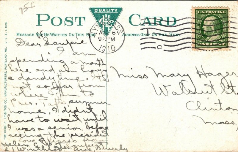 Beverly Massachusetts Burgess Point Antique Postcard PM Lynn MA Clean Cancel WOB 