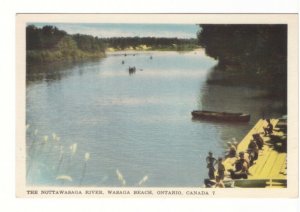 Crowded Dock, The Nottawasaga River, Wasaga Beach Ontario, Vintage PECO Postcard