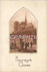 Happy Year Old Postcard Paris Notre Dame