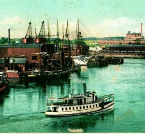 Coal Wharves Steamships Portsmouth New Hampshire NH 1910 Vtg Postcard