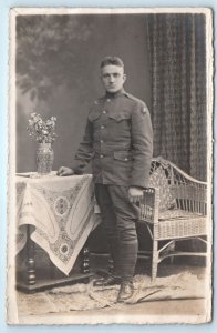 RPPC WWI Soldier 3rd Army Patch Real Photo Postcard