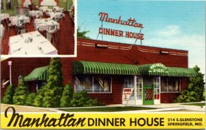 Postcard MO Springfield Manhattan Dinner House - Route 66 - LINEN - 1940s A19