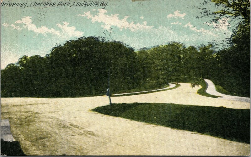 Vtg 1910s Driveway Cherokee Park Louisville Kentucky KY Postcard