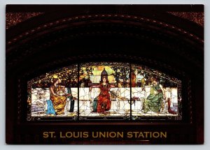 ST LOUIS Union Station Stained Glass Window Missouri 4x6 VINTAGE Postcard 0366