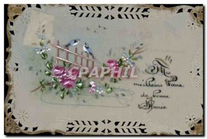 Old Postcard transparent card Flowers