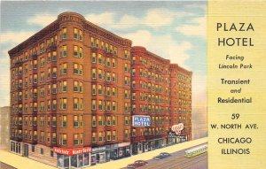 Chicago Illinois 1940s Postcard Plaza Hotel