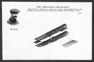 CAUDRON BIPLANE M. DUVAL AIRPLANE AVIATION FRANCE POSTCARD (c. 1910)