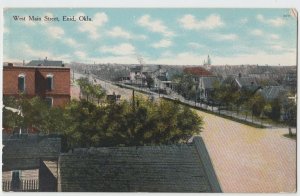 1909 ENID Oklahoma Ok Postcard MAIN STREET Homes Church Garfield County 