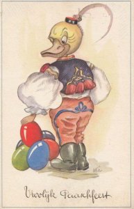 Belgium Childrens Circus Duck With Balloons Cartoon Antique Postcard