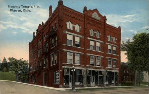 Warren Ohio OH Masonic Temple Masons Fraternal Organization c1910 Postcard