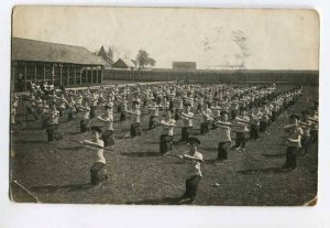 287480 WWI RUSSIA soldiers in vests Vintage photo RPPC military postmark 1916 y 