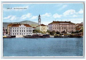 Split Croatia Postcard Strossmayer's Coast River View 1930 Vintage Posted