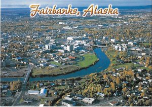 Fairbanks Alaska Aerial View of Chena River & Downtown 4 by 6 size