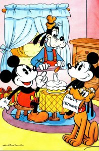 Walt Disney Productions Mickey Pluto Celebrating Birthday