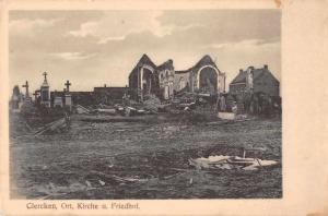 Clerken Belgium birds eye view church and graveyard antique pc Z29999