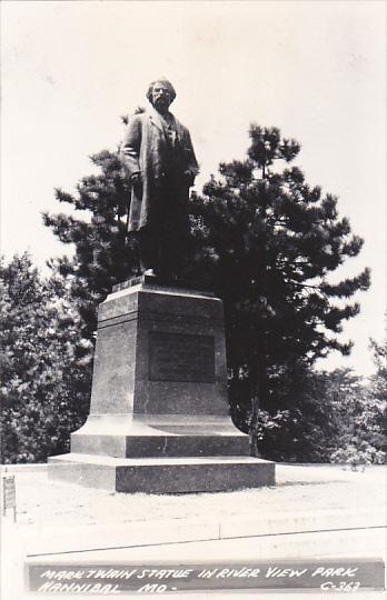 Mark Twain Statue In River View Park Hannibal Missouri Real Photo