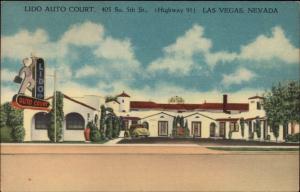 Las Vegas NV Lido Auto Court Linen Roadside Postcard myn