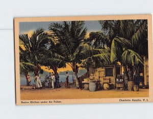 Postcard Native Kitchen under the Palms Charlotte Amalie Virgin Islands USA