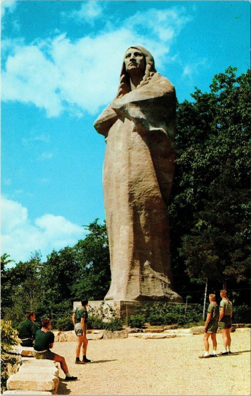 Black Hawk Statue Eagles Nest Bluff Lowden State Park Oregon IL VTG Postcard UNP 