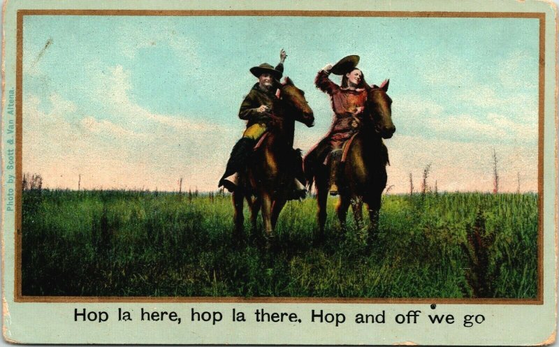 Hop la Here Off We Go Cowboys Postcard Scott Van Altena Illustrated Song Series