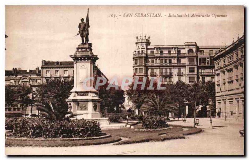 Old Postcard Spain Espana Spain San Sebastian Estatua del Almirante Oquendo