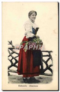 Old Postcard Alsatian Alsace Folklore