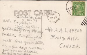 Garibaldi Oregon Pacific Ocean c1929 Busby Alberta Cancel RPPC Postcard H62