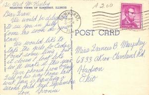 B60/ Elmhurst Illinois Il Postcard Linen c1960 Large Letter Greetings Curt Teich