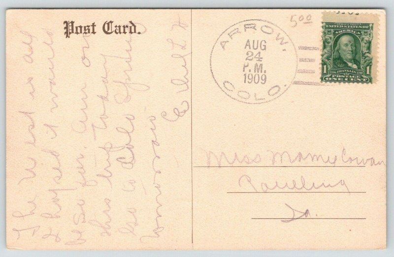 Tolland CO~Toll Inn~Moffat Line~West All They Said Would Be~1909 Arrow Cancel 