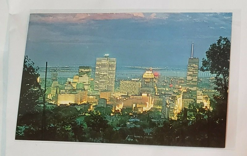 Vintage Postcard:CANADA- Montreal-Night view-aerial cityscape