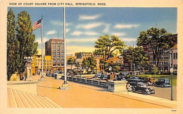 View of Court Square in Springfield, MA from City Hall.