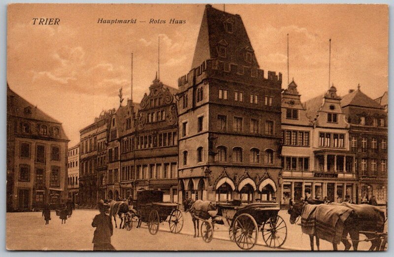 Trier Germany c1910 Postcard Hauptmarkt Rotes Haus Market