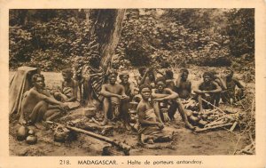 Madagascar Antandroy ethnic porters types postcard