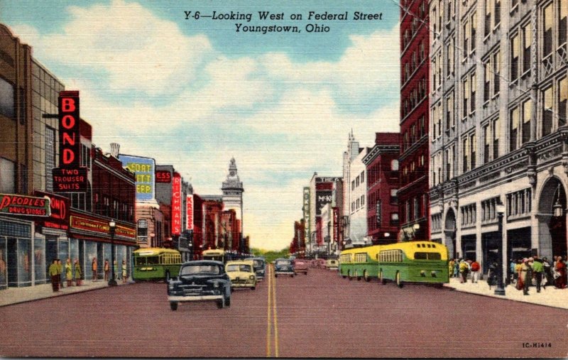 Ohio Youngstown Federal Street Looking West Curteich