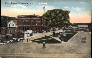 Waterville Maine ME Street Scene Birdseye View Horse Wagon 1900s-10s Postcard