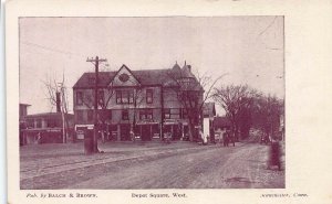 Depot Square, West, Manchester, Connecticut, Early Postcard, Unused