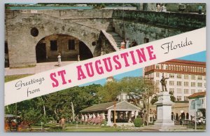 State View Banner~Stairway & Memorial In Park St Augustine FL~Vintage Postcard