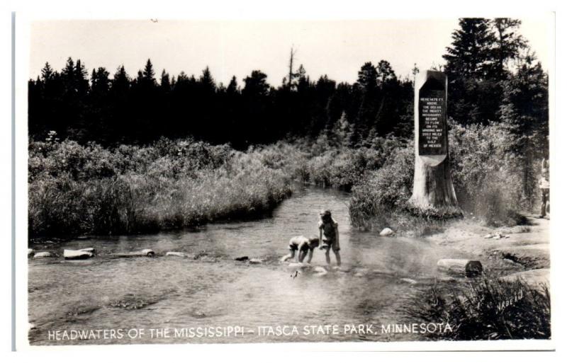 RPPC Headwaters of the Mississippi, Itasca State Park, MN Real Photo Postcard