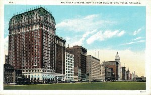 USA Michigan Avenue North From Blackstone Hotel Chicago Illinois Postcard 05.80