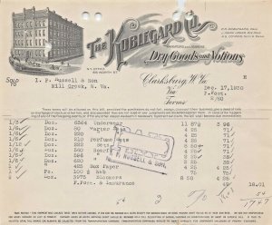 CLARKSBURG WV~THE KOBLEGARD COMPANY-DRY GOODS~1930 BILLHEAD